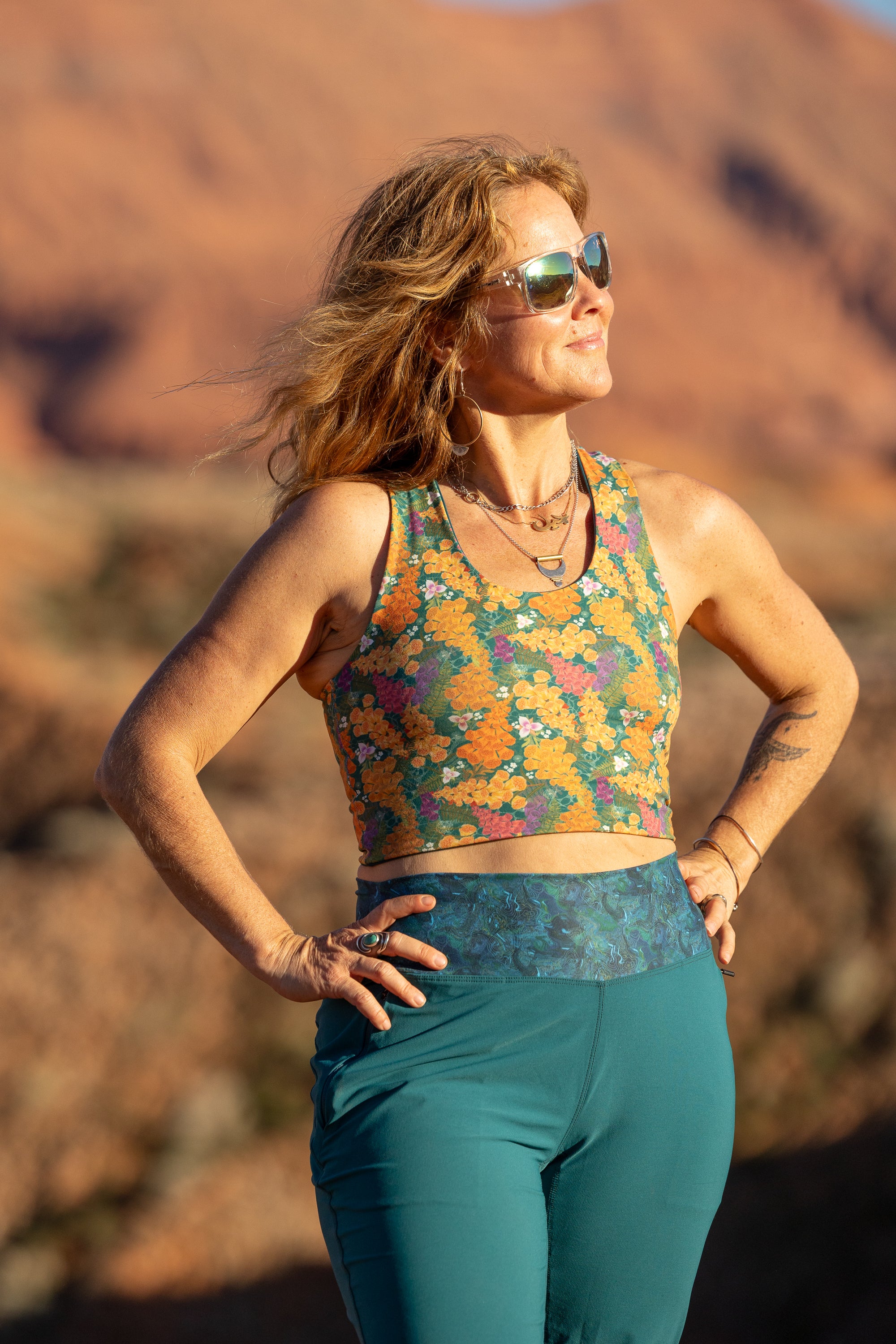 Commit reversible Croptop in Loch and Glovestory print, front view
