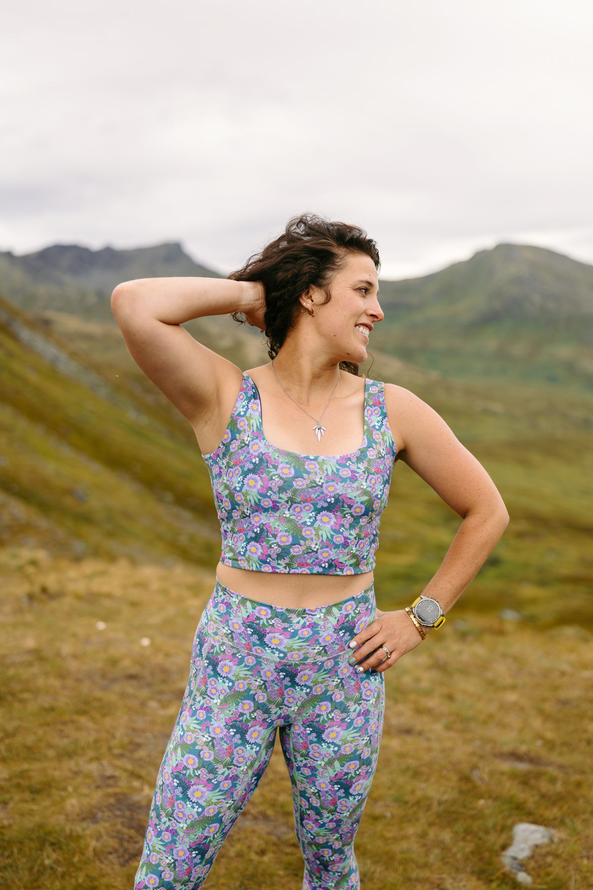Transform Reversible Croptop in Asterclass/Enchantment print, reversible front view