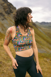 Commit Reversible Croptop in Trailmix/Down to Earth Print, side view