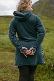 Fleece Treasure Dress in Enchantment green, back view